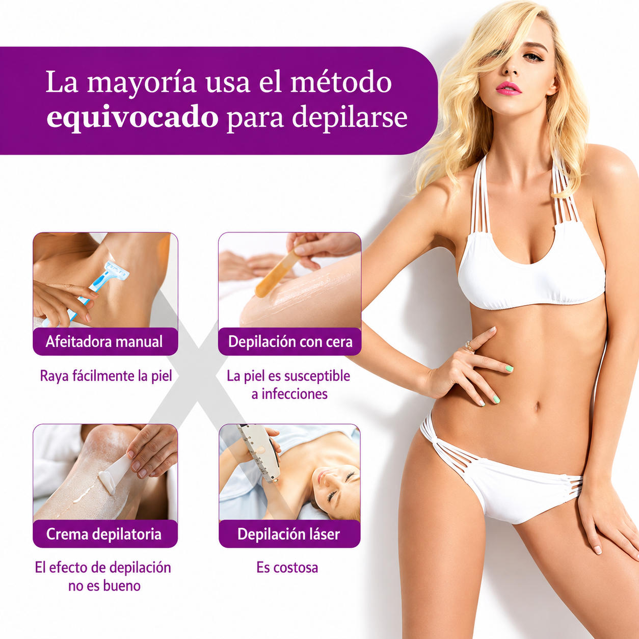 Depiladora 2 en 1 indolora recargable mujer brazos piernas zonas intimas